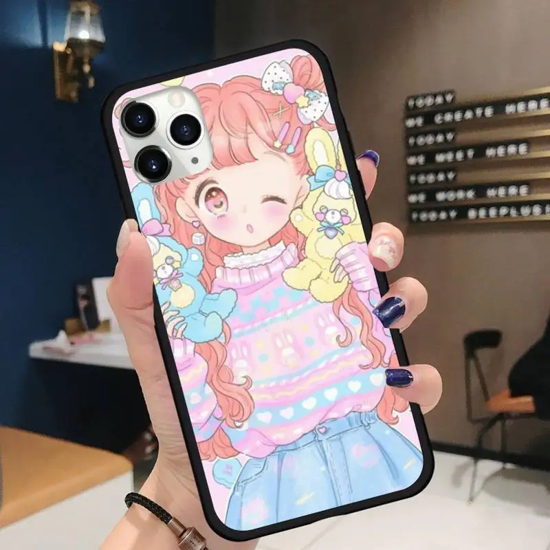 

Kawaii Pastel Anime Phone Case for iPhone 11 12 pro XS MAX 8 7 6 6S Plus X 5S SE 2020 XR Soft silicone