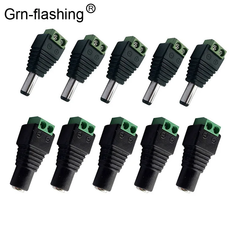 

5pcs Female +5 pcs Male DC connector 2.1*5.5mm Power Jack Adapter Plug Cable Connector for 3528/5050/5730 led strip light