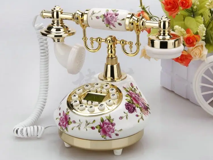 white antique telephone corded landline home phones vintage classic ceramic home telephone antique home office art shops gift free global shipping