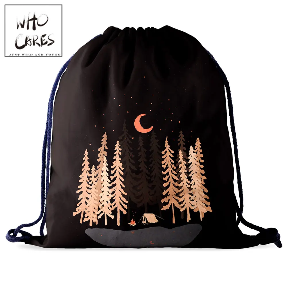 

Сумка на шнурке Who Cares для женщин, натуральный рюкзак с 3D принтом для спортивный мешок, Женский Портативный Модный школьный портфель для обув...