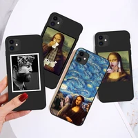 artist art works tpu black phone case shell for iphone se2020 xr x xs max 6s 7 8 plus 13 12 11 pro max famous oil painting funny