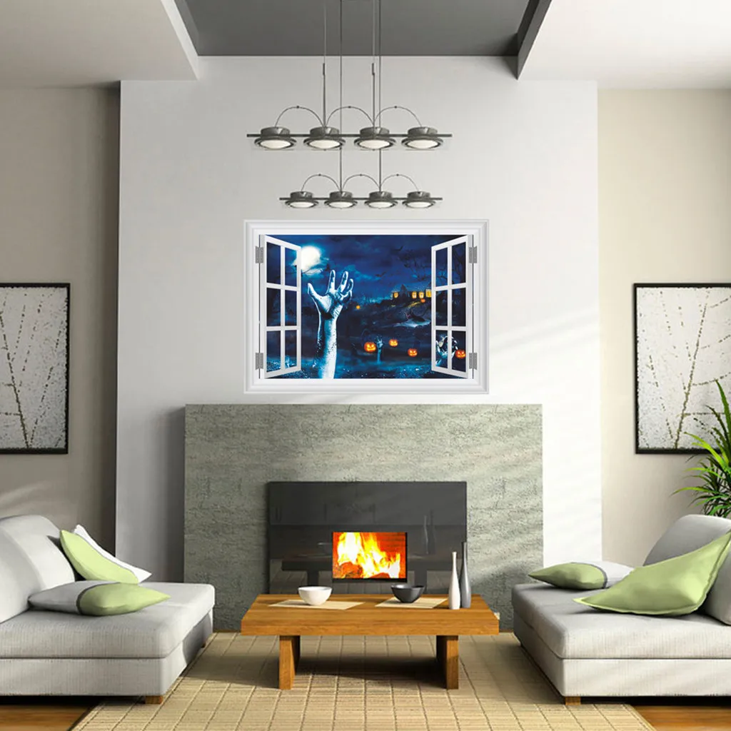 Стикеры для украшения дома на стену современный Хэллоуин стеклянный виниловый