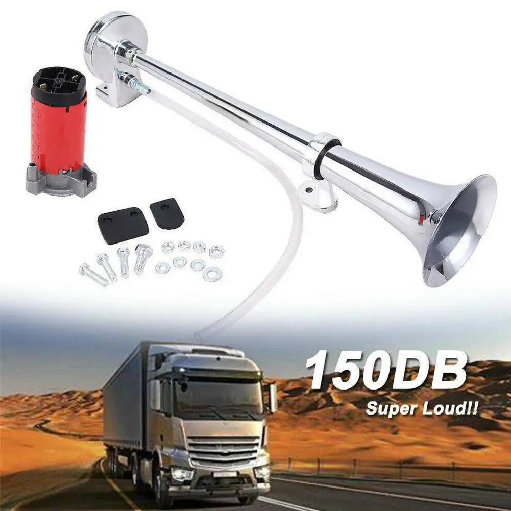 

450MM 150DB Super Loud 12V Single Trumpet Air Horn Compressor Car Lorry Boat Motorcycle Single tube electric whistle horn