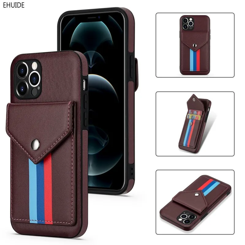 

Wallet Strap Cord Case For iPhone 12 Pro Max 11 12 Mini 8 7 Plus XR X XS Max Card Kickstand Leather Colorful Lanyard Cover