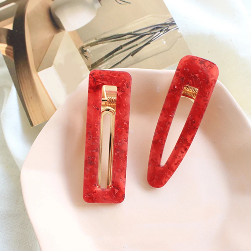

1PC Vintage Hollow Hair Clip Acrylic Hollow Geometric Rectangle Hair Clips Tin Foil Sequins Hairpins Barrettes Hair Accessories