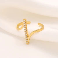 elegant crystal rings female korean simple rhinestone casual ring index finger opening ring for women accessorise