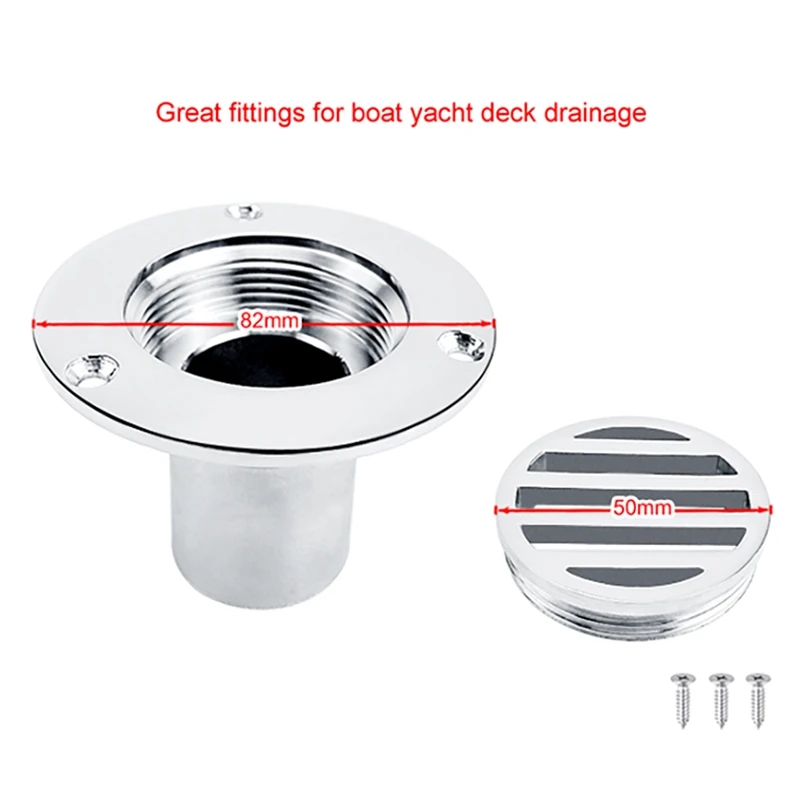 

1.5 Inch Marine Grade Stainless Steel 316 Boat Floor Deck Drain for Boat Yacht Deck Drainage Hardware Rowing Accessories