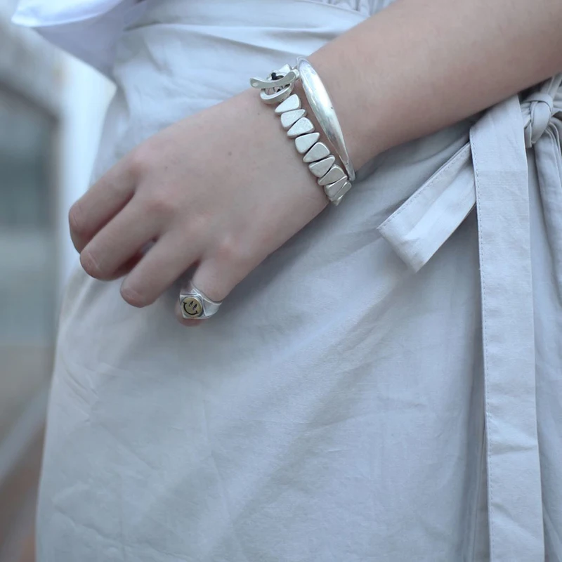 

2021 New Design Simple Handmade Silver Bracelet Trendy Fashion Couple Bracelet Jewelry Accessories