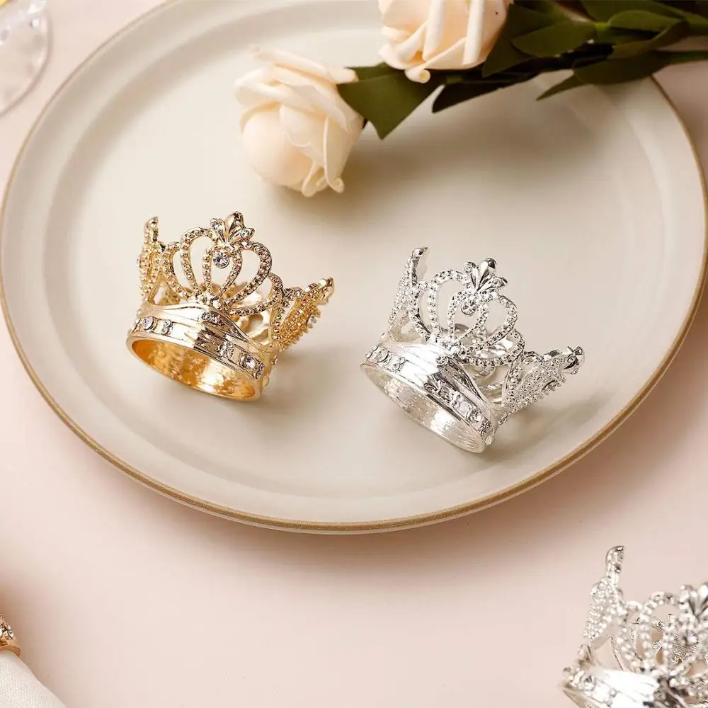 

12pcs/lot Hot Sale Crown Napkin Ring Metal Tissue Ring Napkin Buckle Suitable for Wedding Banquet Holiday Party Decoration