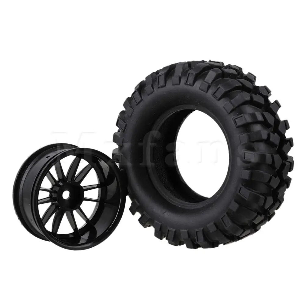 

Mxfans 4x RC1:10 Rock Crawler 96mm Dia Rubber Tires + Plastic 12 Spoke Wheel Rims