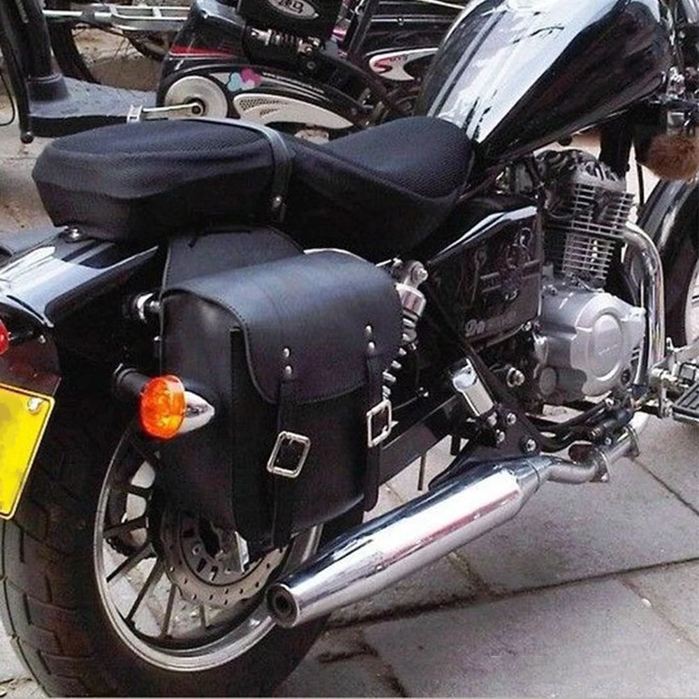 

2pcs Tool Waterproof PU Leather Travel Motorcycle Saddle Bag Rear Seat Accessories Cycling Outdoor Large Capacity Universal