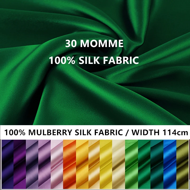 

NEW 100% Mulberry Silk Fabric 30Momme Stain Silk Width 114cm Plain Dyed Silk For DIY Dress Clothing Bedding Wedding Comfortable
