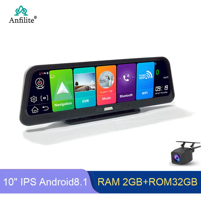 Anfilite 4G ADAS GPS Автомобильная камера 10 дюймов Android 8 1 2 ГБ + 32 Гб 1080p видеорегистратор