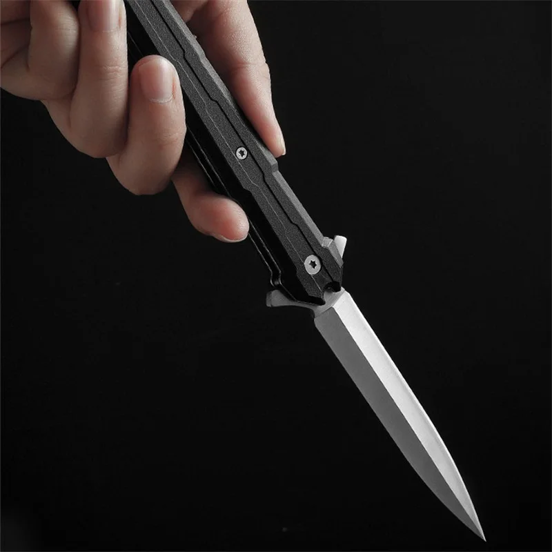 

Black ABS Folding Blade CS Go Knife Fast Open Hunting Military Self Defense Personal Weapons Survival Tool Knife For Man Women