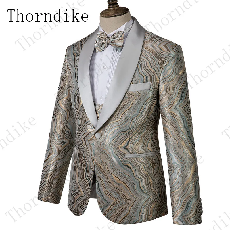 Шикарные Свадебные смокинги Thorndike мужские костюмы облегающие для мужчин мужской