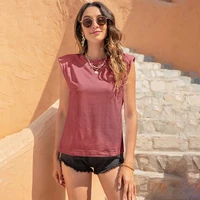 summer sleeveless t shirt women solid color simple o neck loose plus size tops tee shirt casual streetwear ladies t shirts