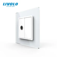 Livolo Wholesale/Retail, 4colors Crystal Glass Panel, 1 Gang TV Socket / Outlet VL-C791V-11/12/13/15, Without Plug adapter