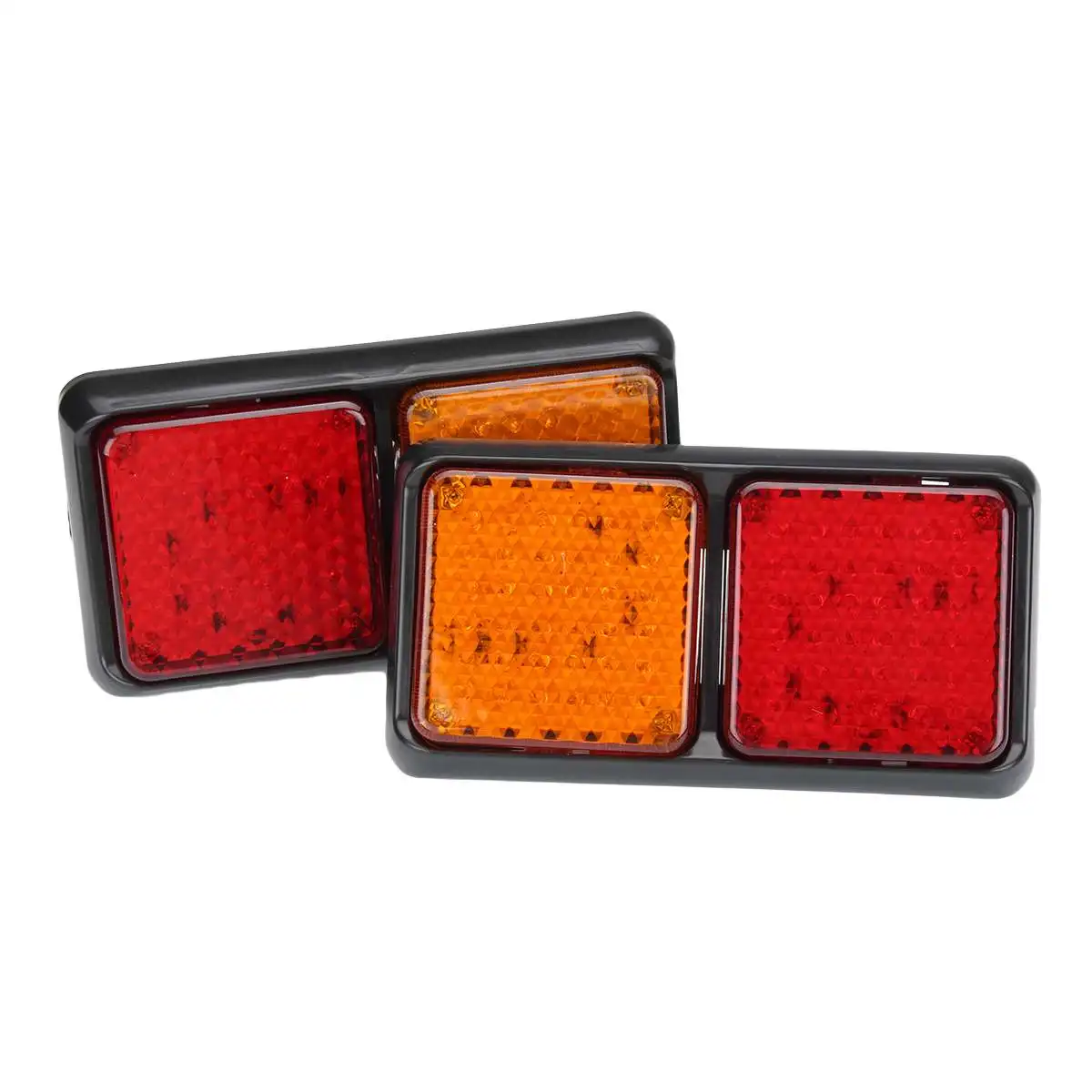 

2pcs 24V 72 LEDs Truck Tail Light Red Amber Brake Turn Signal Lamps Brake Light for Trailer Caravan Bus Boat Lorry