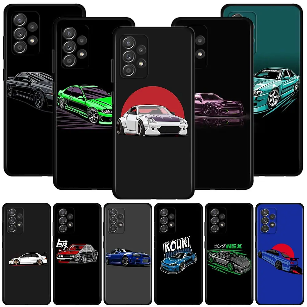 

Cartoon JDM Drift Car Cat Case For Samsung Galaxy A51 A71 A01 A11 A21 A21S A31 A41 A72 A52 A42 A32 A22 A12 A02 A02s F42 Shell