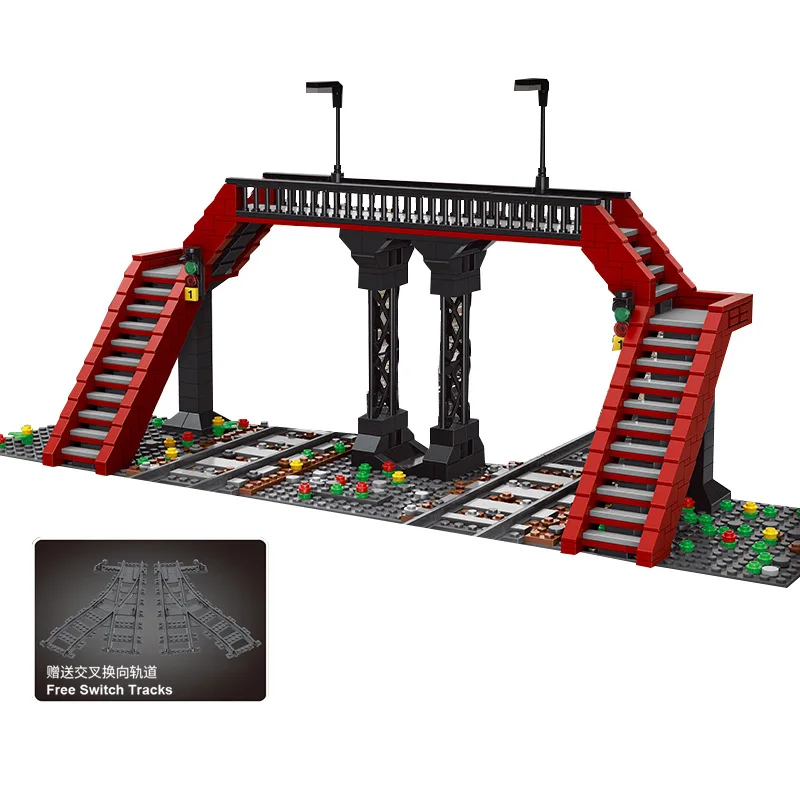 

MOULD KING Building Blocks World Railway The MOC Railroad crossing sets Model Bricks Kids Educational Toys Christmas Gifts