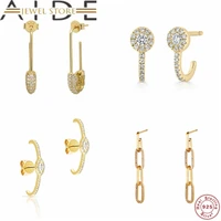 aide s925 sterling silver earrings sparkling crystal stud earring for women girlfriend birthday gifts piercing pendientes mujer