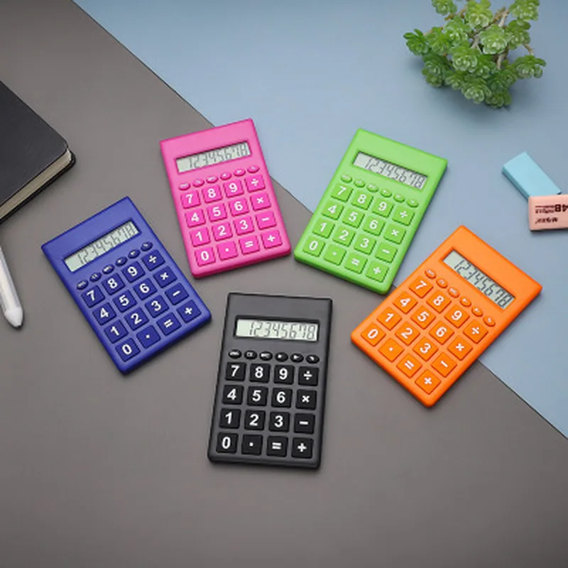 

Cartoon Mini Calculator 8 Digits Display Dual Power Supply Cute Candy Color Calculadora Solar Hesap Calculatrice