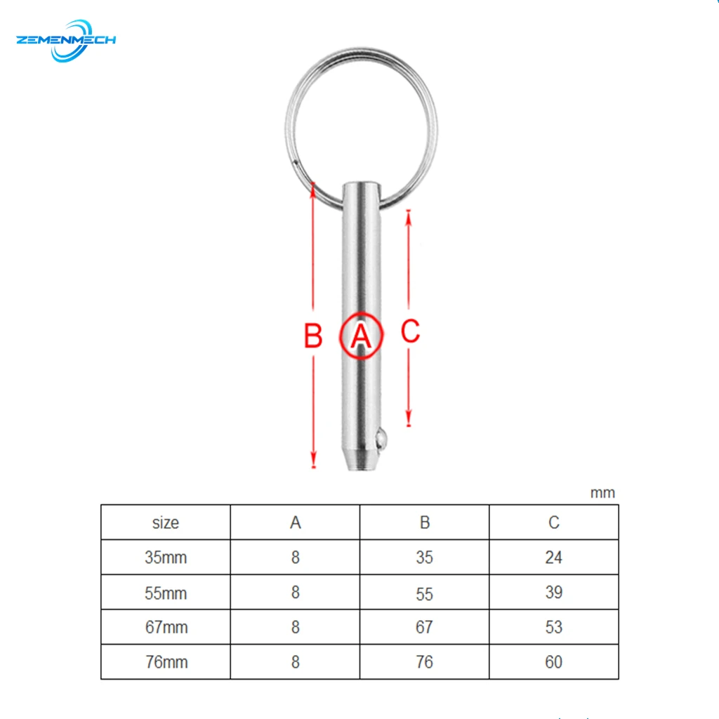 2PCS 8mm Quick Release Ball Pin For Boat Bimini Top Deck Hinge Marine Hardware Boat Accessories 316 Stainless Steel Release Tool images - 6