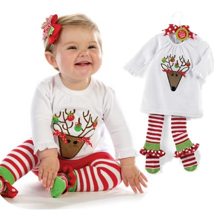 

3~5 ages free shipping Christmas style baby suit Fashion style Suitable for Lovely girls and boys Merry Christmas clothin sets