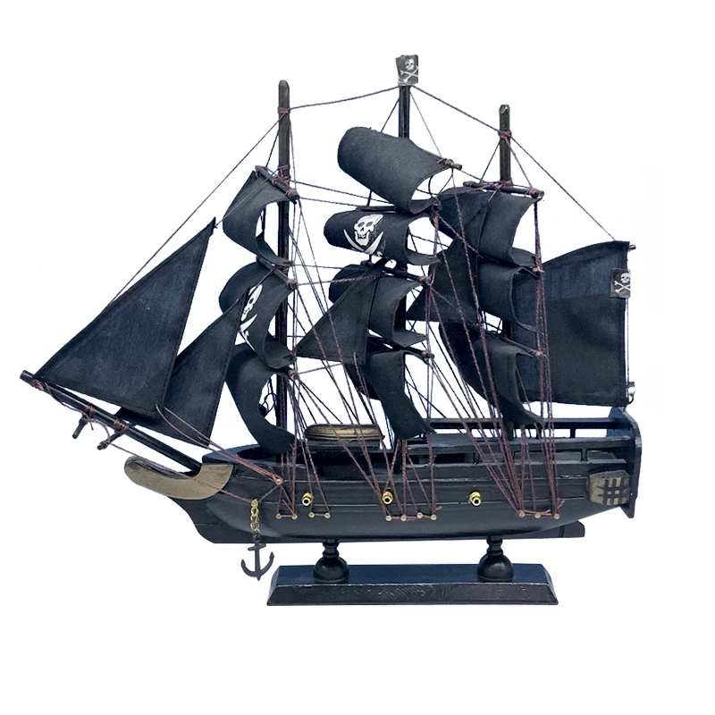

LUCKK New 33CM Black Caribbean Corsair Ship Model Wooden Sailboat Miniature boat Sailing Boats For Children Toys Gift Hot Sale