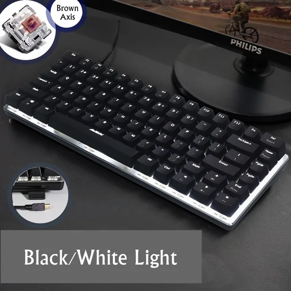 Option 10 Ajazz AK33 82 клавишная панель из сплава USB Проводная Подсветка Механическая игровая клавиатура синяя/черная ось со съемным кабелем - Цвет: Option 10