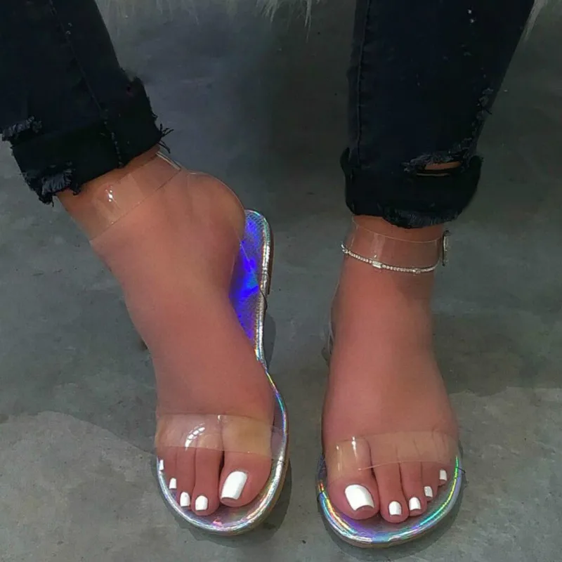 

Popular Women Shoes Sexy Transparent Cover Flat Female Beach Sandals Waterproof Light Weight Comfort Zandalias De Verano Mujer