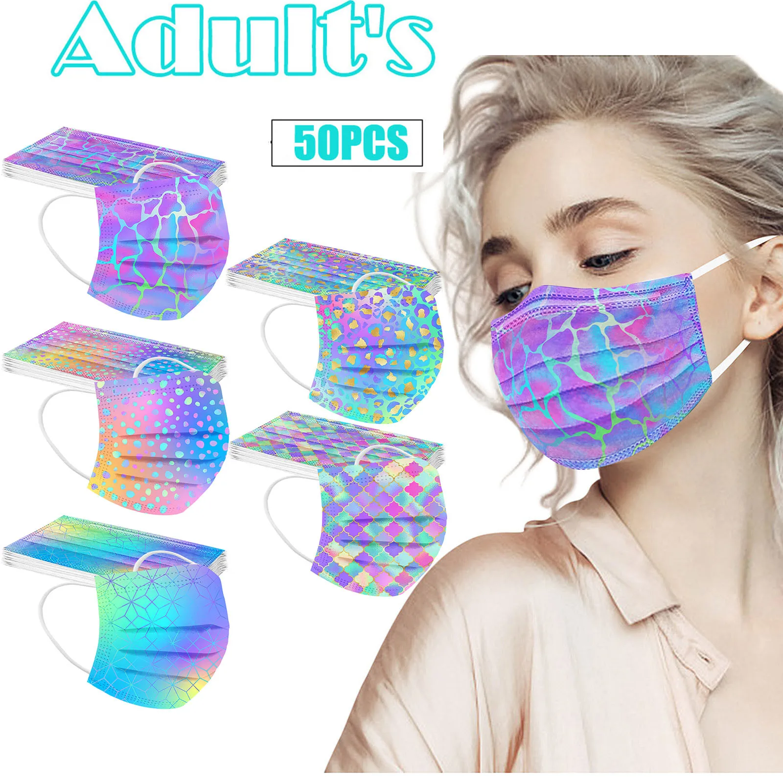 50pc Adult Disposable Face Mask Butterfly Print Women Man Mouth Industrial 3Ply Ear Loop mask Маска Для Лица |