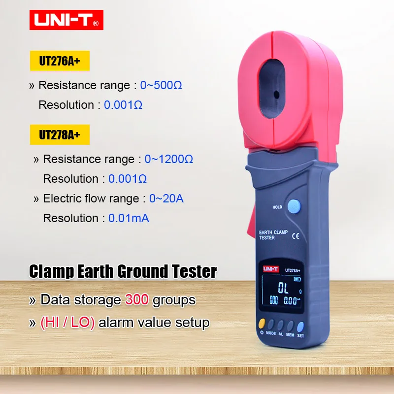 Цифровой дисплей зажим заземления тестер UNI-T UT276A+ UT278A+ Зажим заземления тестер сопротивления заземления хранение данных