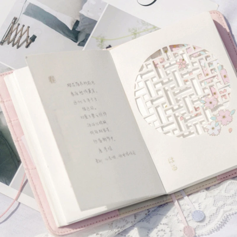 A6 Sakura Theme Floral Diary Book Cover Set Embroidery Notebook Travel Hand | Канцтовары для офиса и дома