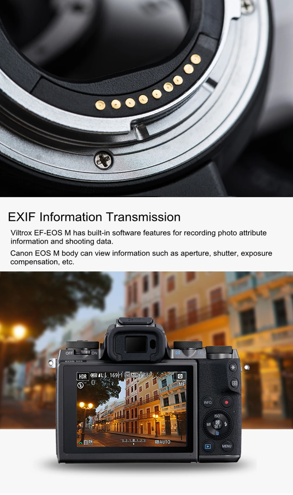 Электронный адаптер для объектива Viltrox EF-EOSM с автофокусом для объектива Canon EOS EF EF-S для камеры EOS M EF-M M2 M3 M5 M6 M10 M50 M100