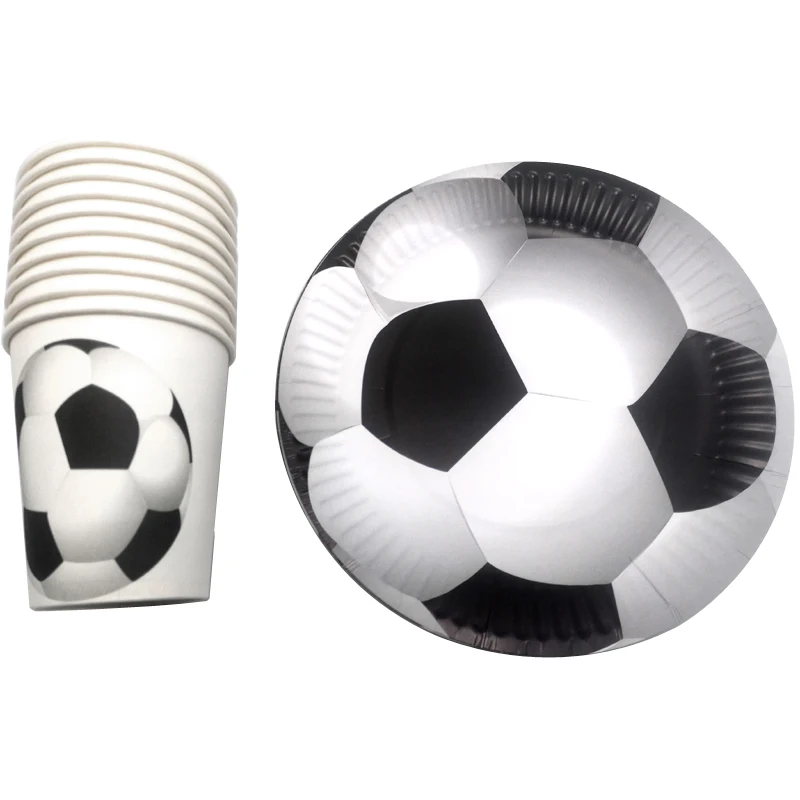 

60pcs Football Theme Bunting Dishes Glass Birthday Party Plates Soccer Cups Flags Decorate Boys Kids Favors Baby Shower Banner