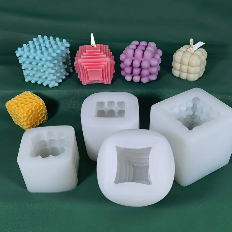 

New 3D Bubble Cube Soy Wax Candle Mold DIY Silicone Plaster Decoration Candles Mould Soap Mold Candle Crafts