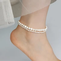 ashiqi natural freshwater pearl anklet elastic chain anklet beach anklet bracelet jewelry ladies new fashion 2021