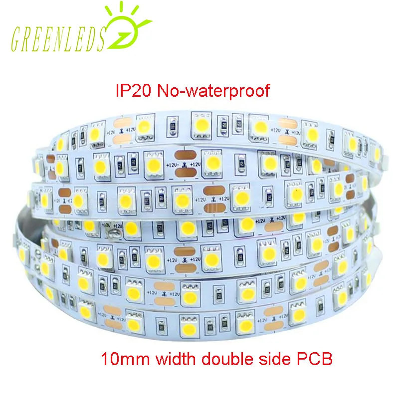 

SMD5050 LED Strips IP20 No-waterproof 60LEDs per Meter Single Color 14.4w/m DC12/24V Flexible Strips With 3 Years Warranties