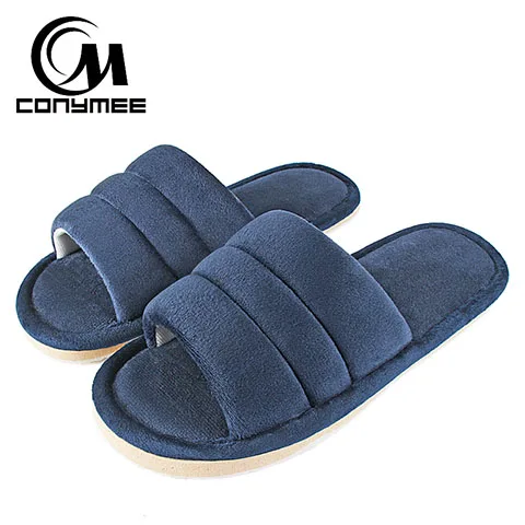 ZJ-STPM Navy Blue Коллекция года; повседневная домашняя обувь; женские домашние тапочки; теплые плюшевые хлопковые тапочки; женские пушистые тапочки; обувь Большой размер Тапочки Спальня Летние женские пляжные меховые тапочки туфли - Цвет: ZJ-STPM Navy Blue