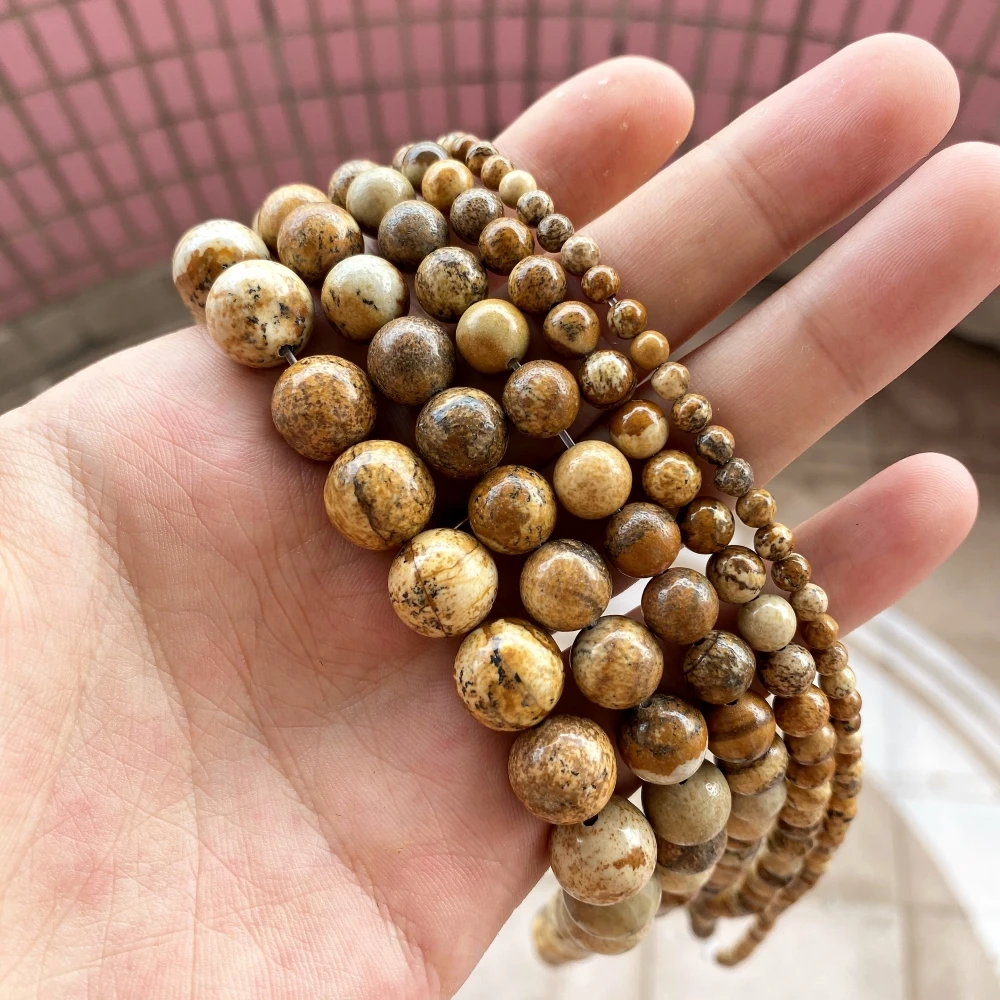 Бусины из яшмы для изготовления ювелирных изделий сделай сам круглые гладкие