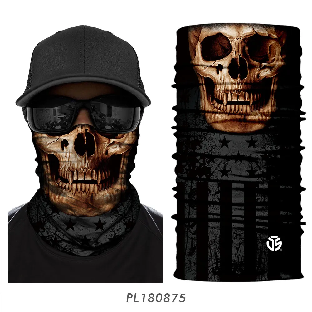 PL180875 Skull Bandana Magic Neck Gaiter Skeleton Zombie Seamless Face Mask Shield Running Cycling Fishing Bike Headband Ghost Tube Scarf - Цвет: PL180875