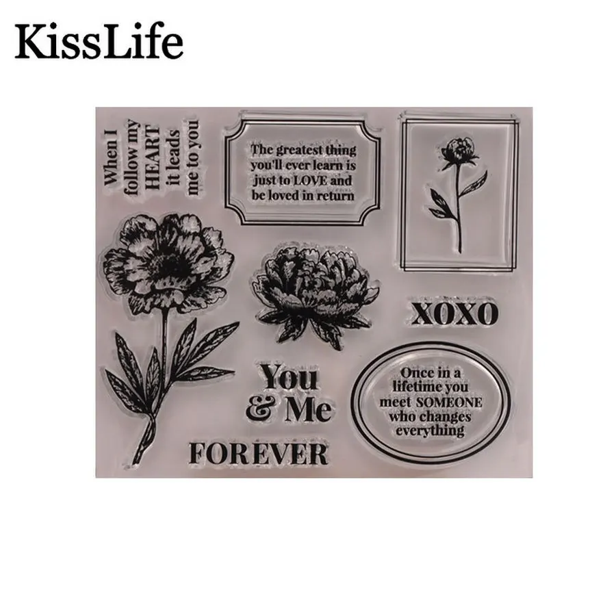 Красивая роза цветок листья вы мне буквы рамка прозрачные резиновые марки для