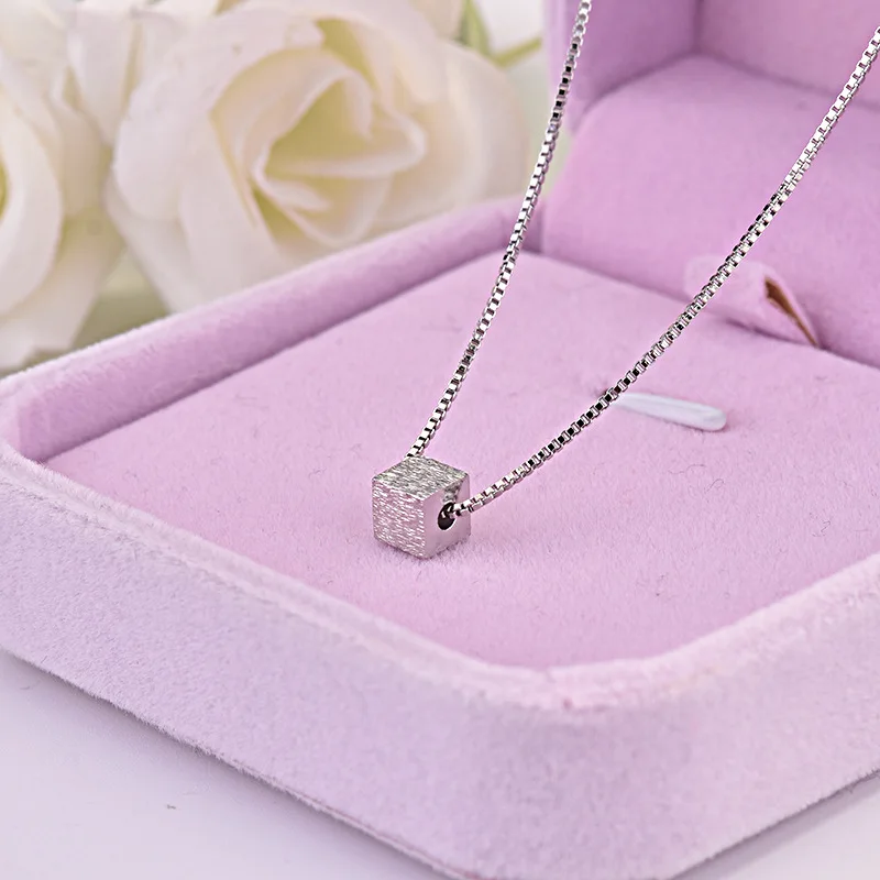 Женское ожерелье из серебра 925 пробы квадратные Кубические Подвески|Подвески| |