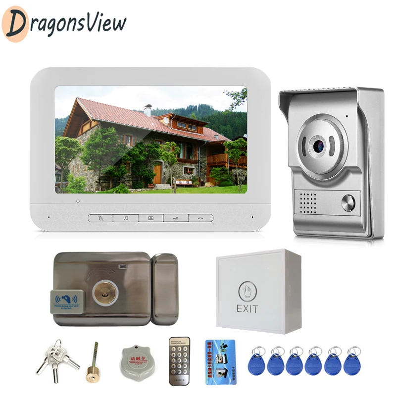 Door Intercom Video Door Phone 7 inch Monitor 1000TVL Night Vision Rainproof Doorbell Camera 3A Access Control Unlock for Home