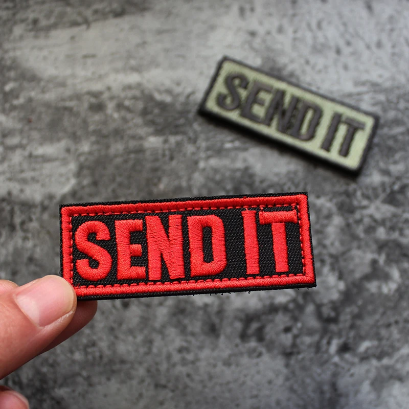 SEND IT Long Strip Embroidery Patches Badges Emblem Military Army For Clothes Backpack Accessory Tactical Badge Fabric Sticker | Дом и сад