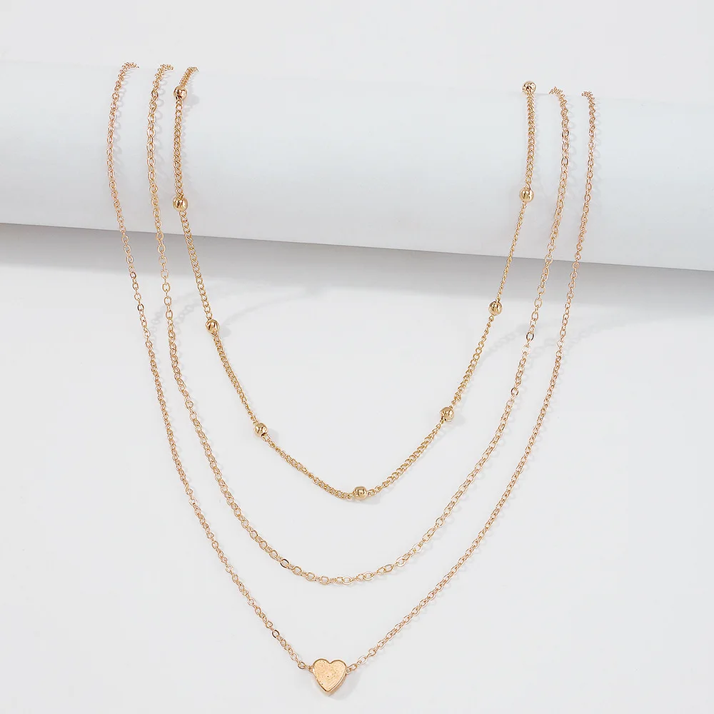 

Heart Chokers Necklaces for Women Brief Multilayer Golden Metal Geometric Love Clavicle Chain Fashion Charms Necklace Jewelry