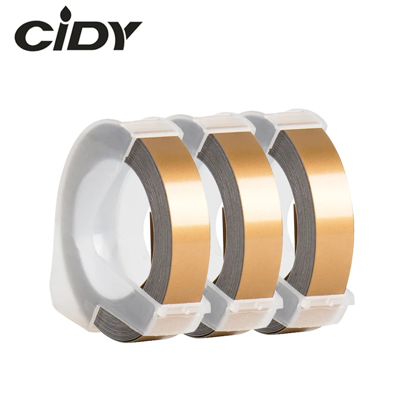 CIDY 3 рулона 9 мм * м Dymo 3D пластиковая лента золотого цвета для Тиснения Этикеток DYMO