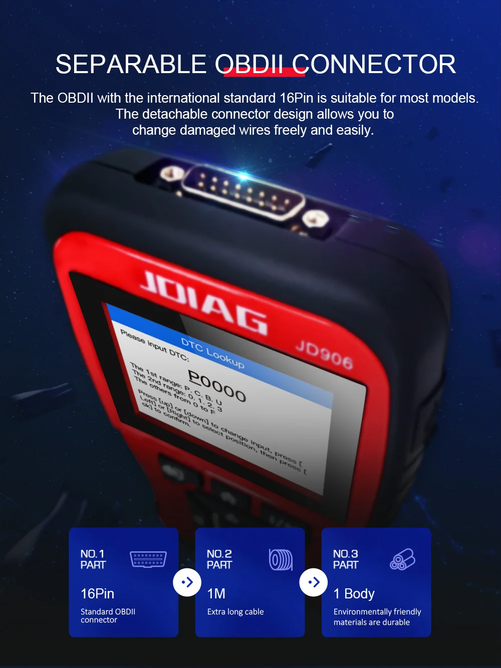 Профессиональный автомобильный диагностический инструмент JDiag JD906 OBD2 сканер