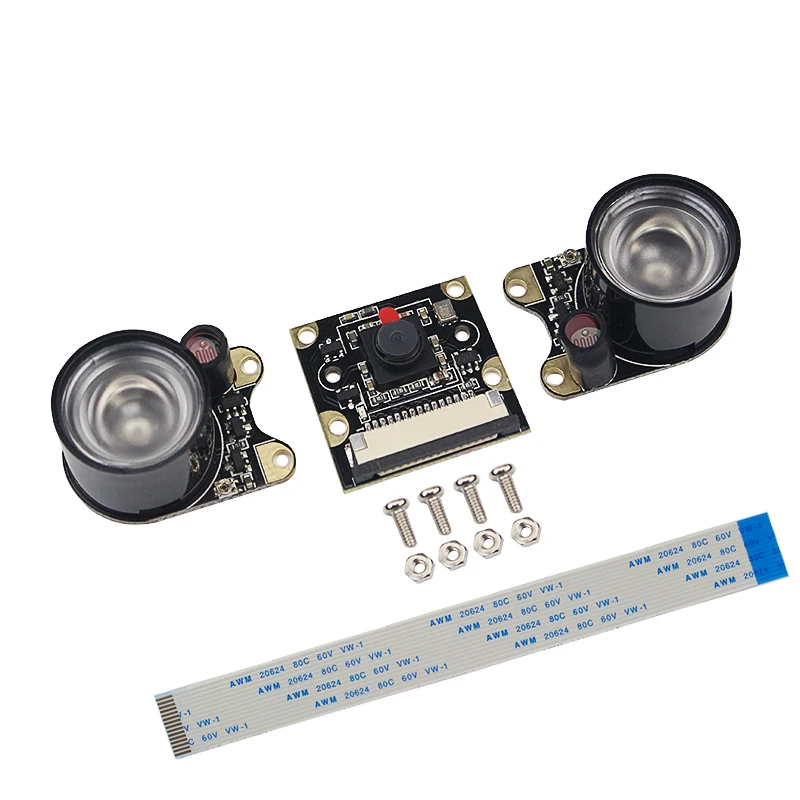 

Raspberry Pi 4 Camera Module 1080P 720P Night Vision 5MP Camera + 2pcs IR Sensor LED Light for Raspberry Pi 4 Model B 3B+ 3A 2B